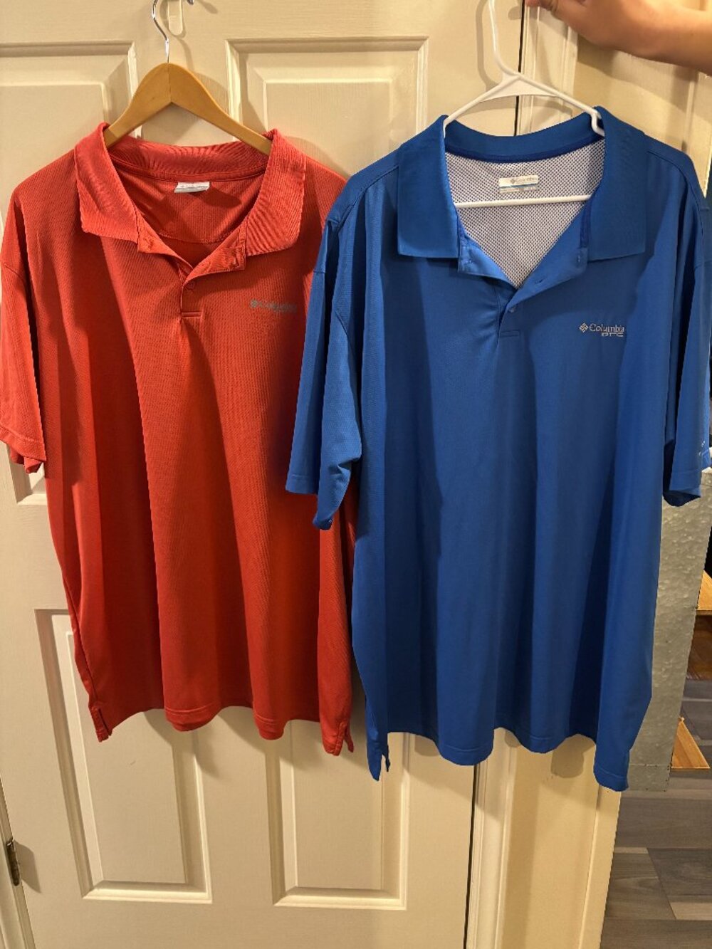 2 Columbia PFG Men's Short Sleeve Blue and Coral Polo Shirts ~ 3XT